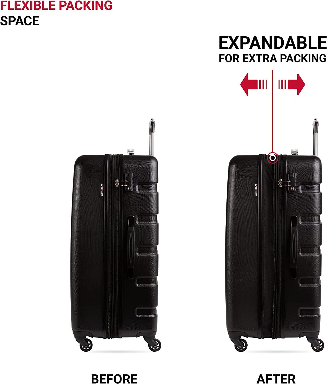 7366 Hardside Expandable Luggage with Spinner Wheels, Black, Checked ...